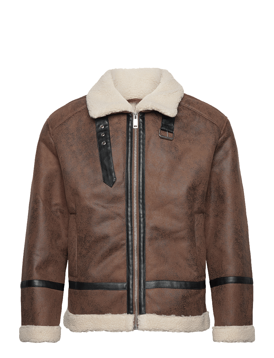 Lindbergh - Faux shearling jacket - vårjackor - brown - 1