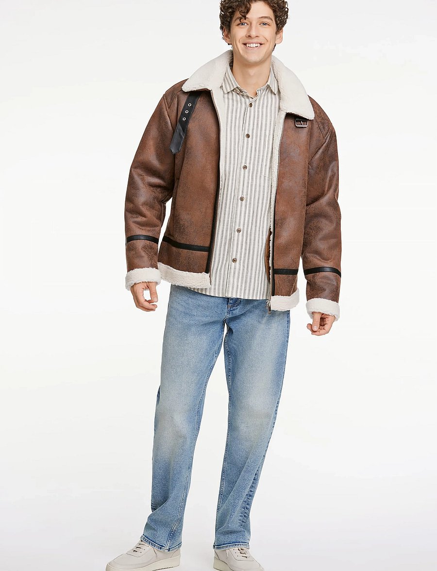 Lindbergh - Faux shearling jacket - vårjackor - brown - 0
