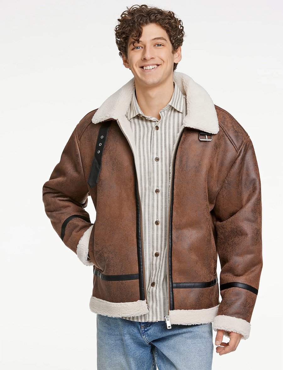 Lindbergh - Faux shearling jacket - vårjackor - brown - 4