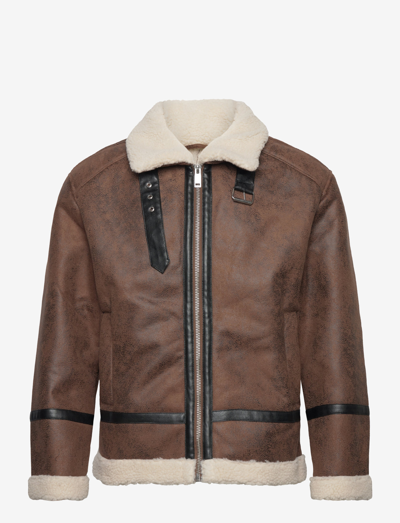 Lindbergh - Faux shearling jacket - efterårsjakker - brown - 0