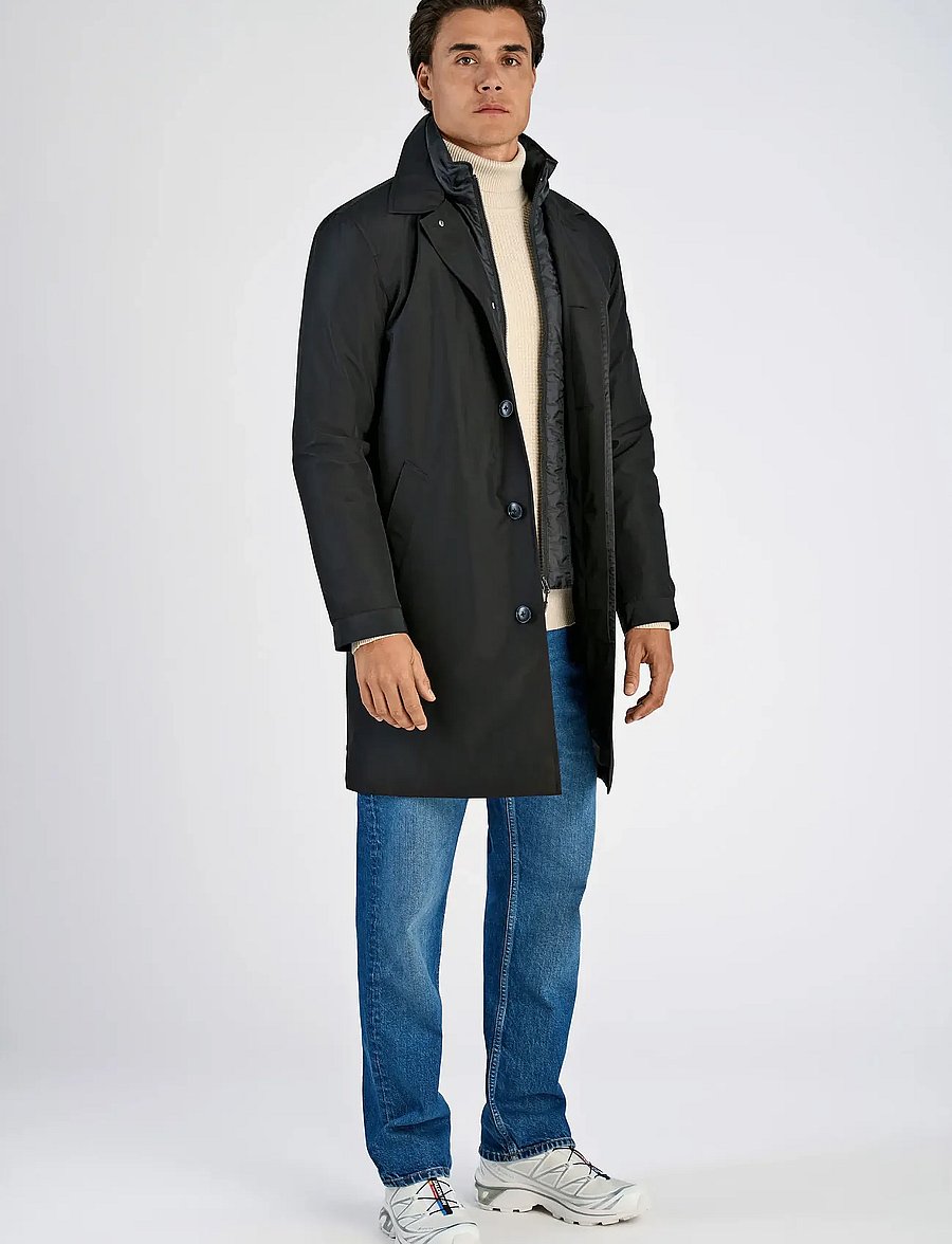 Lindbergh - Mac coat with detachable collar - lette frakker - black - 0