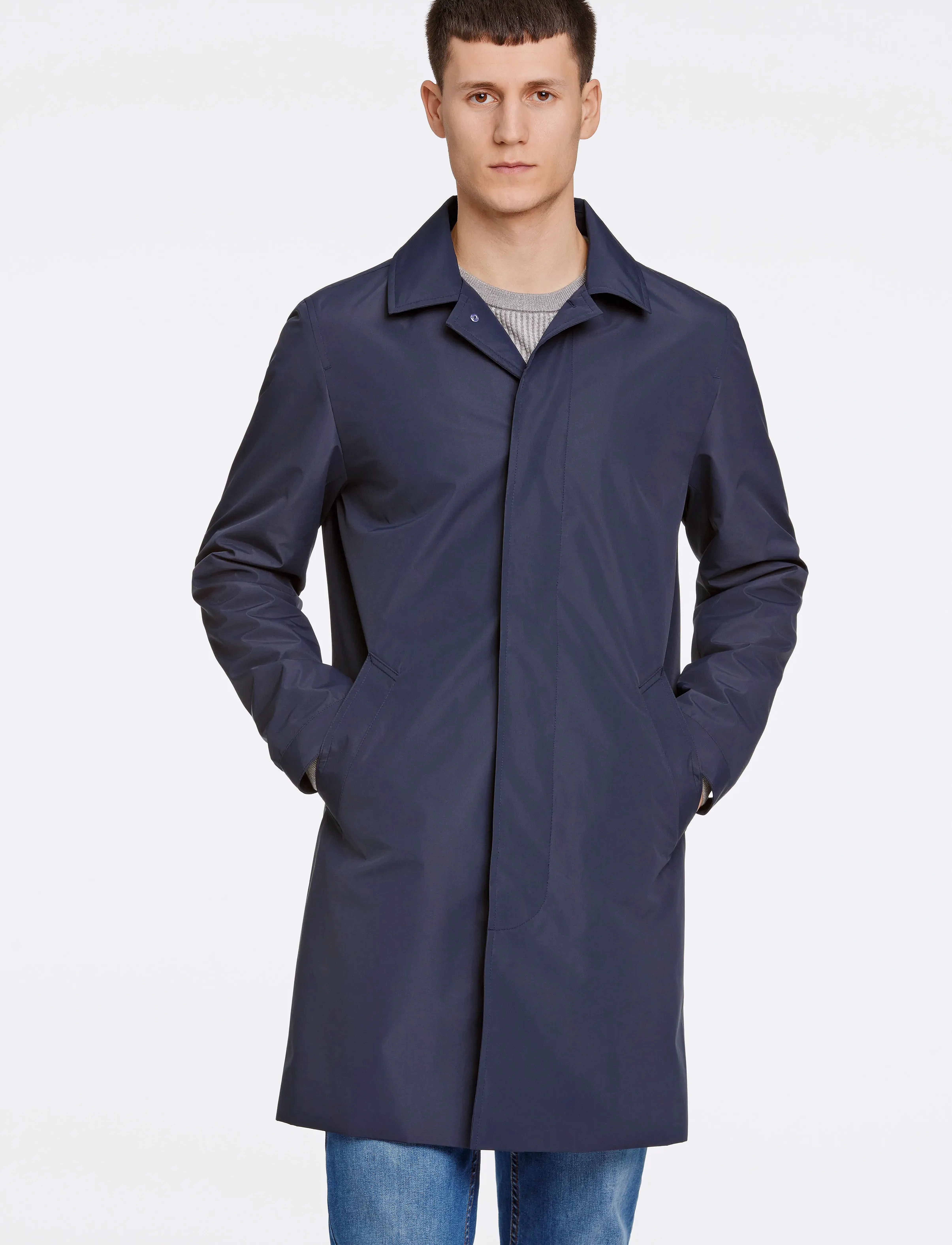 Lindbergh Mac coat with detachable collar - Frakker - NAVY / navy