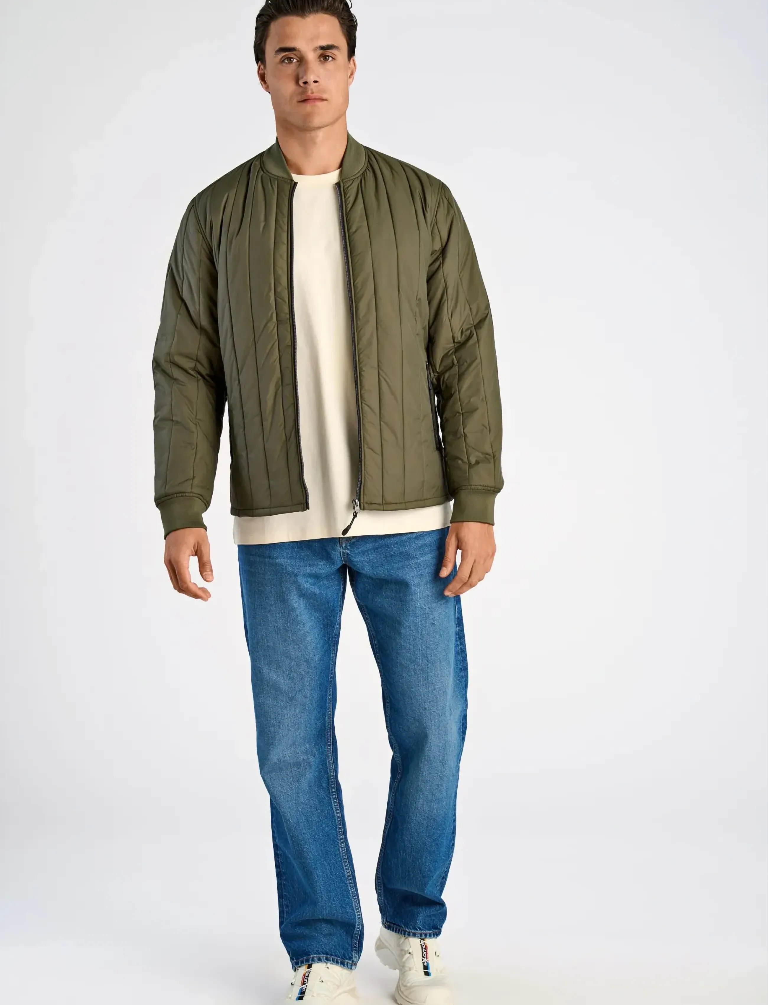 Lindbergh Quilted Jacket, Mænd, Quiltet Jakke, Kakigrøn, Str: S