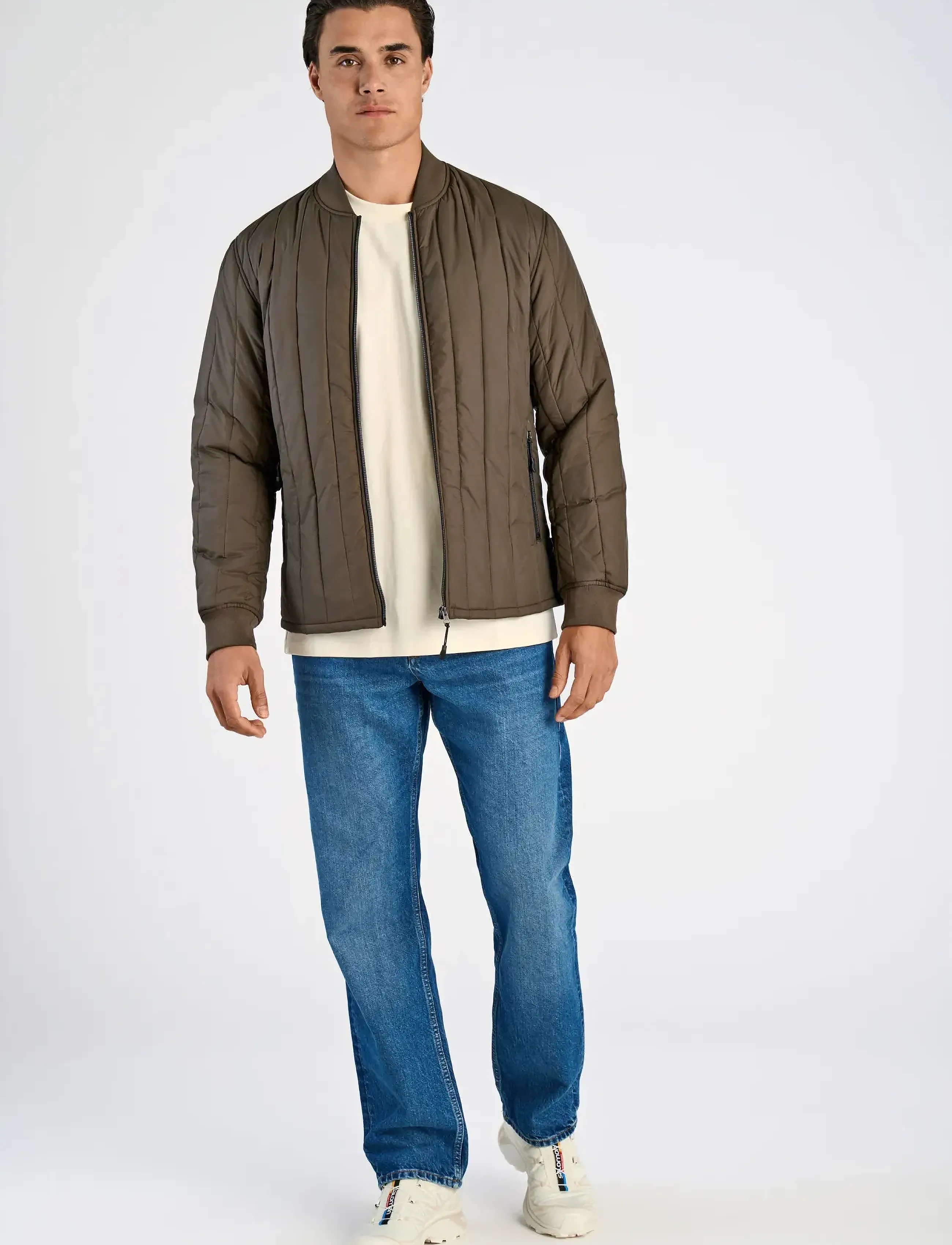Lindbergh Quilted jacket - Jacken - DK BROWN / grey