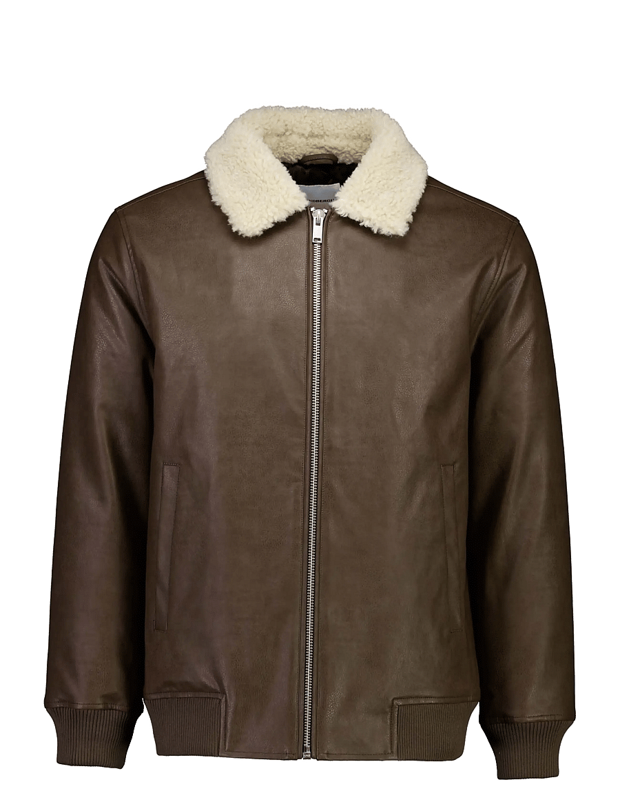 Lindbergh - Bomber shearling collar jacket - höstjackor - brown - 1