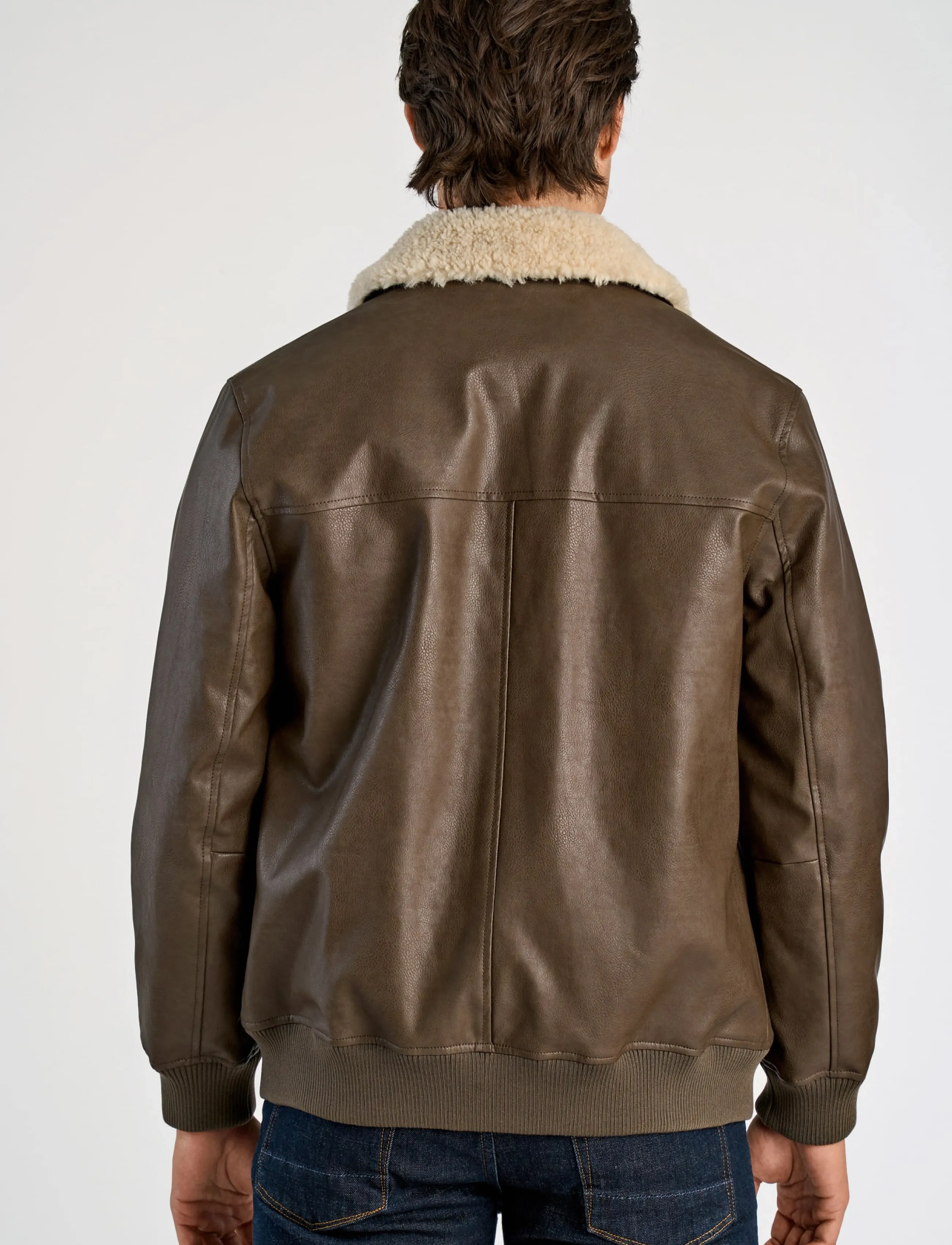Lindbergh - Bomber shearling collar jacket - höstjackor - brown - 4