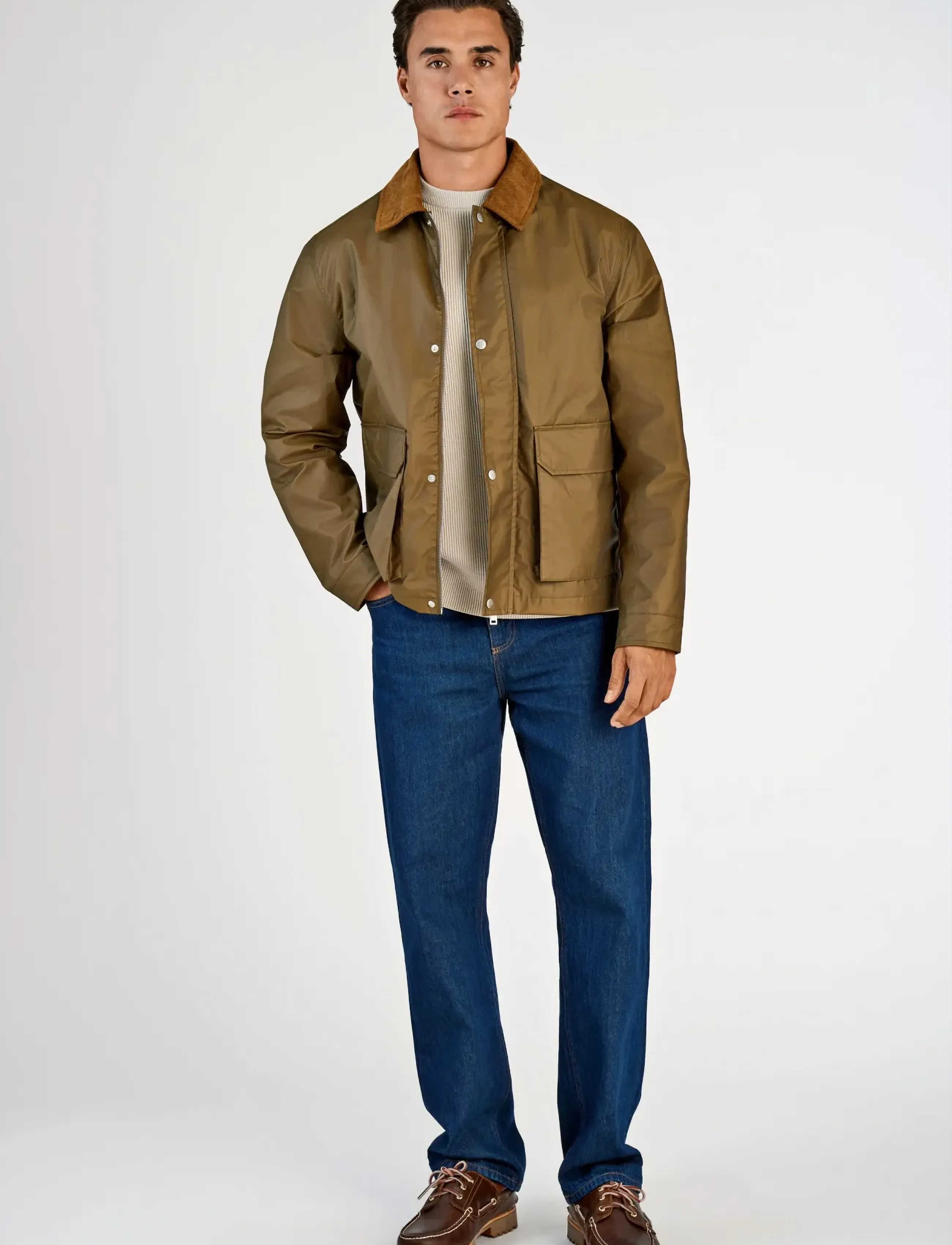 Lindbergh Field jacket with corduroy collar - Frühlingsjacken - DK ARMY / brown