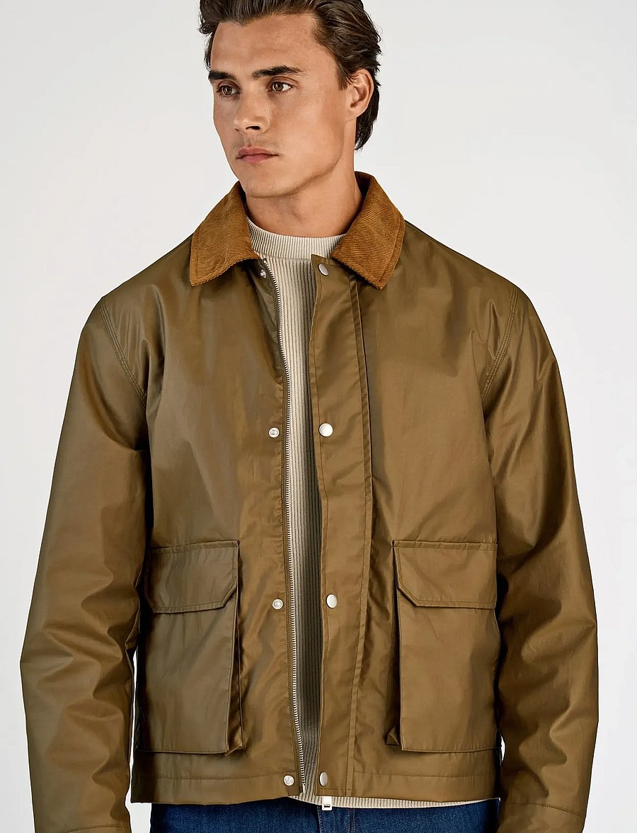 Lindbergh - Field jacket with corduroy collar - herbstjacken - dk army - 3