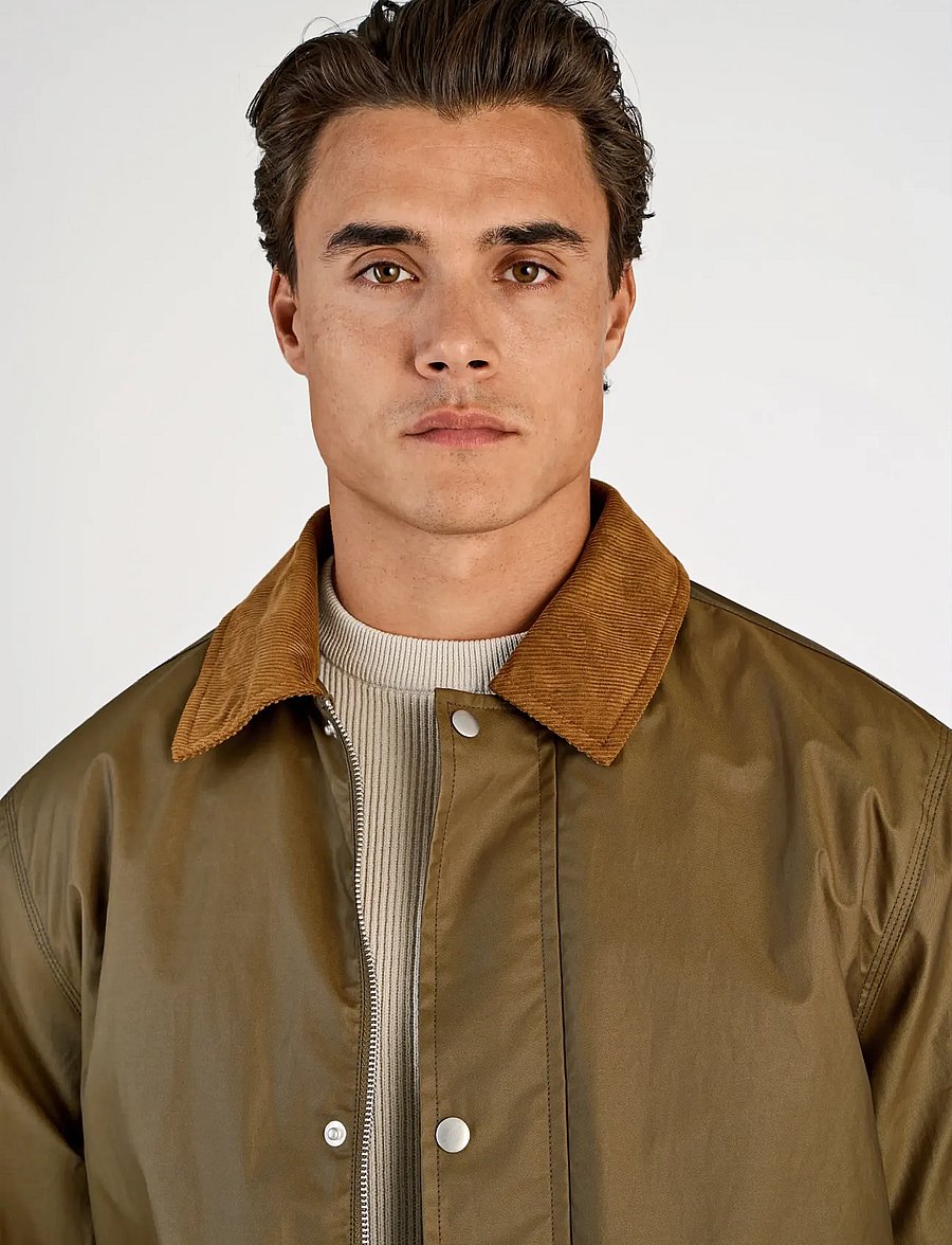 Lindbergh - Field jacket with corduroy collar - herbstjacken - dk army - 5