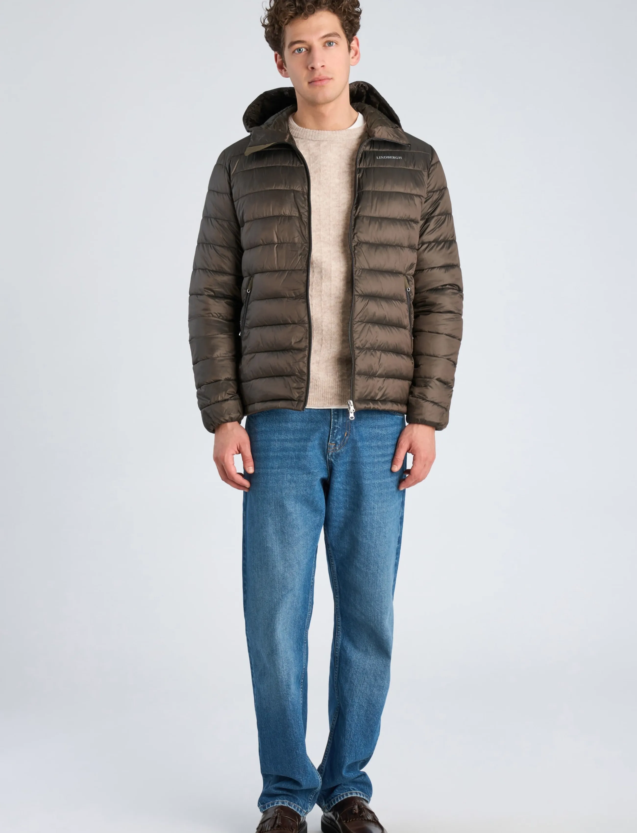 Lindbergh Light weight hooded puffer jacket - Sulejoped - OLIVE BROWN / khaki/green