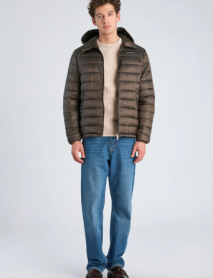 Lindbergh - Light weight hooded puffer jacket - sügisjoped - olive brown - 0