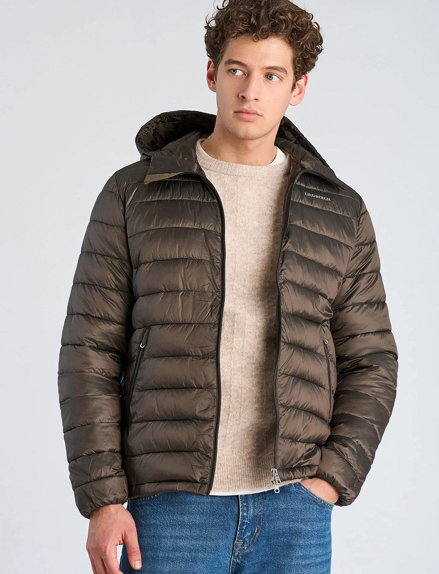 Lindbergh - Light weight hooded puffer jacket - sügisjoped - olive brown - 3