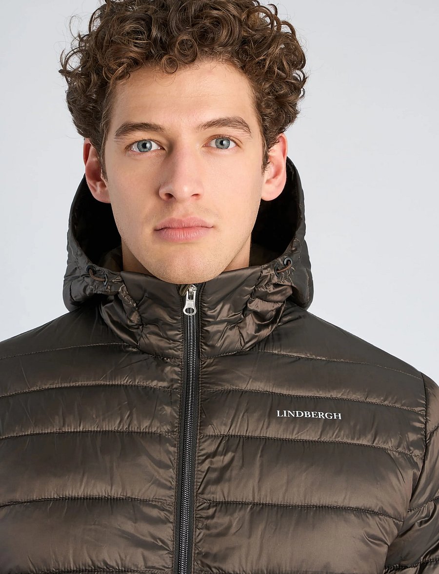 Lindbergh - Light weight hooded puffer jacket - sügisjoped - olive brown - 5