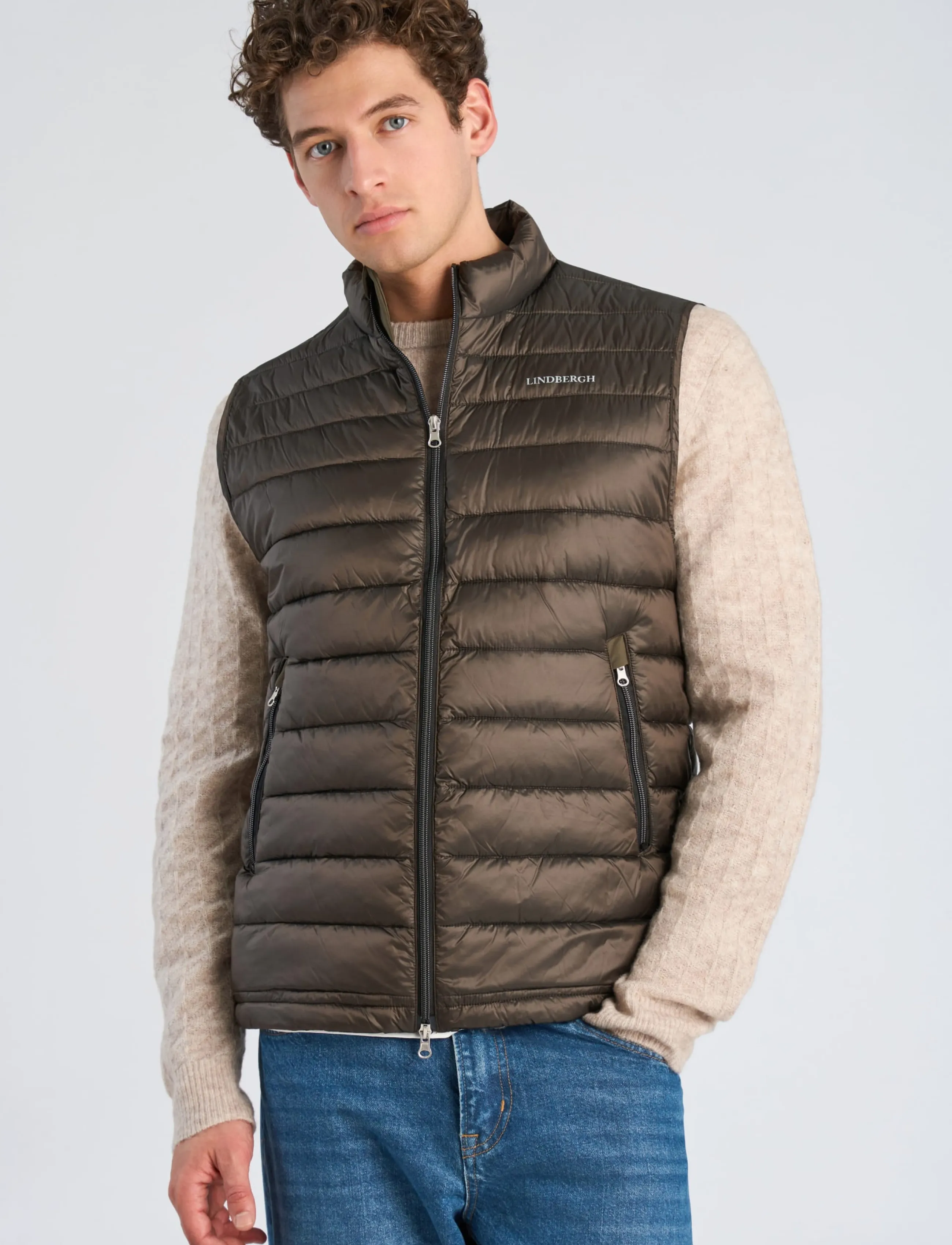 Lindbergh - Light weight puffer vest - olive brown - 3