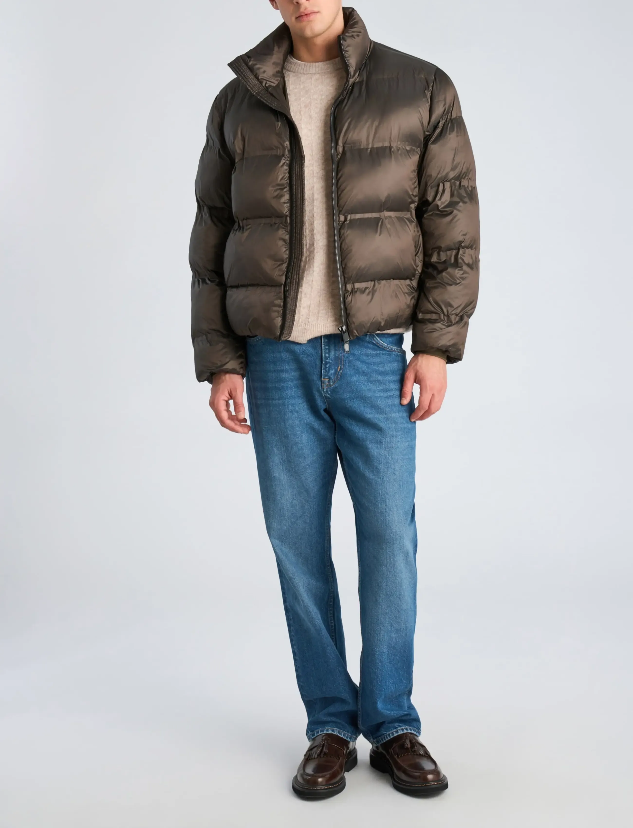 Lindbergh Cropped seamless puffer jacket - Sulejoped - OLIVE BROWN / brown