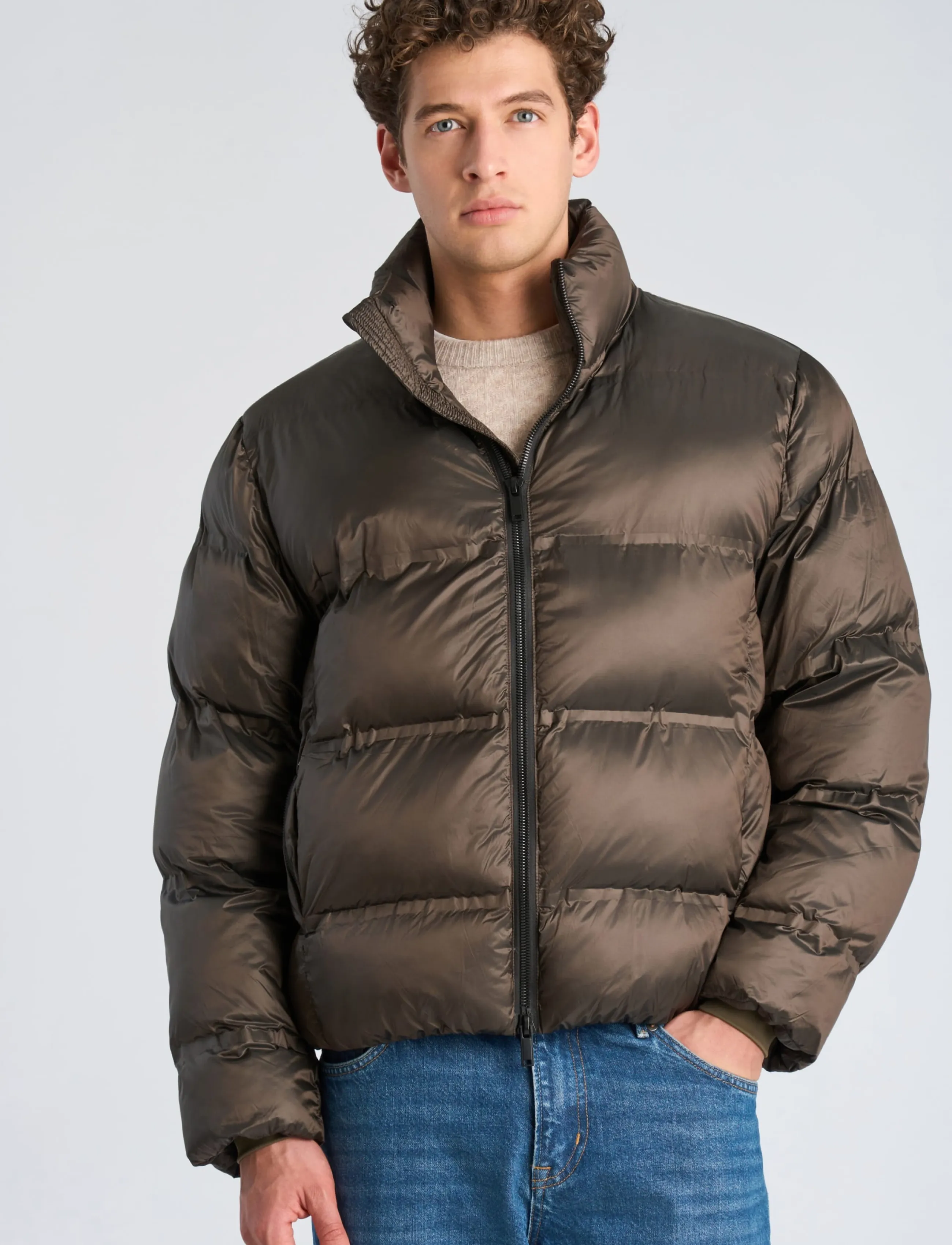 Lindbergh - Cropped seamless puffer jacket - sügisjoped - olive brown - 3