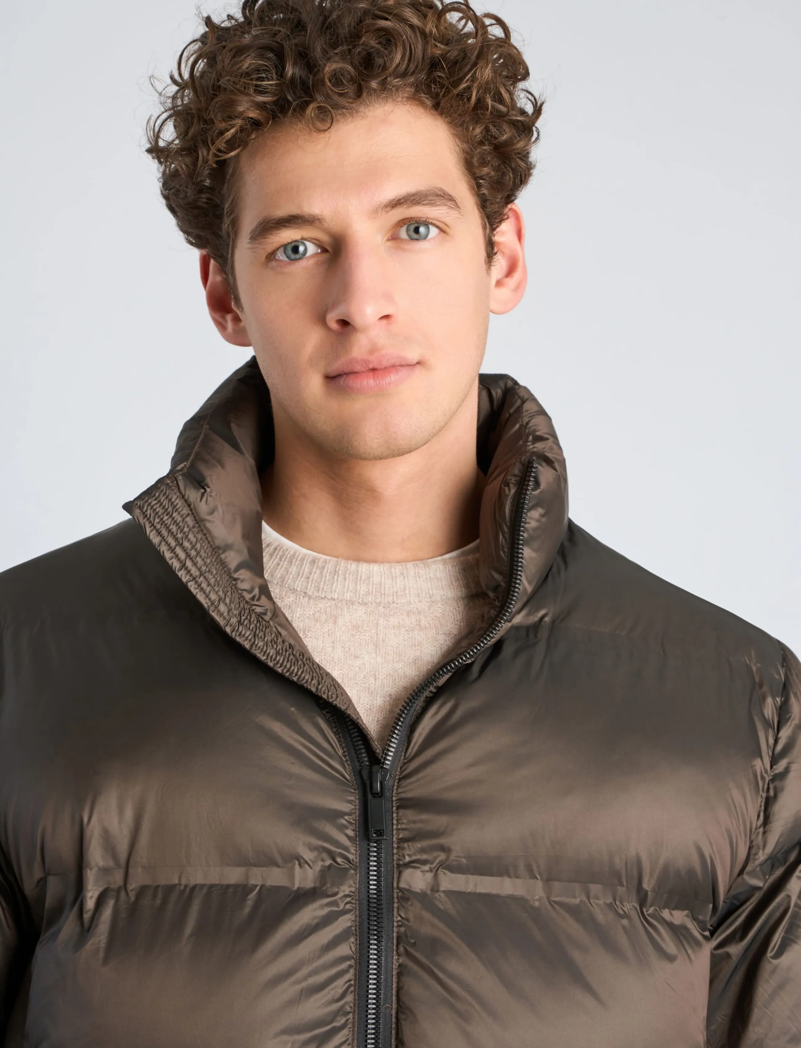 Lindbergh - Cropped seamless puffer jacket - sügisjoped - olive brown - 5