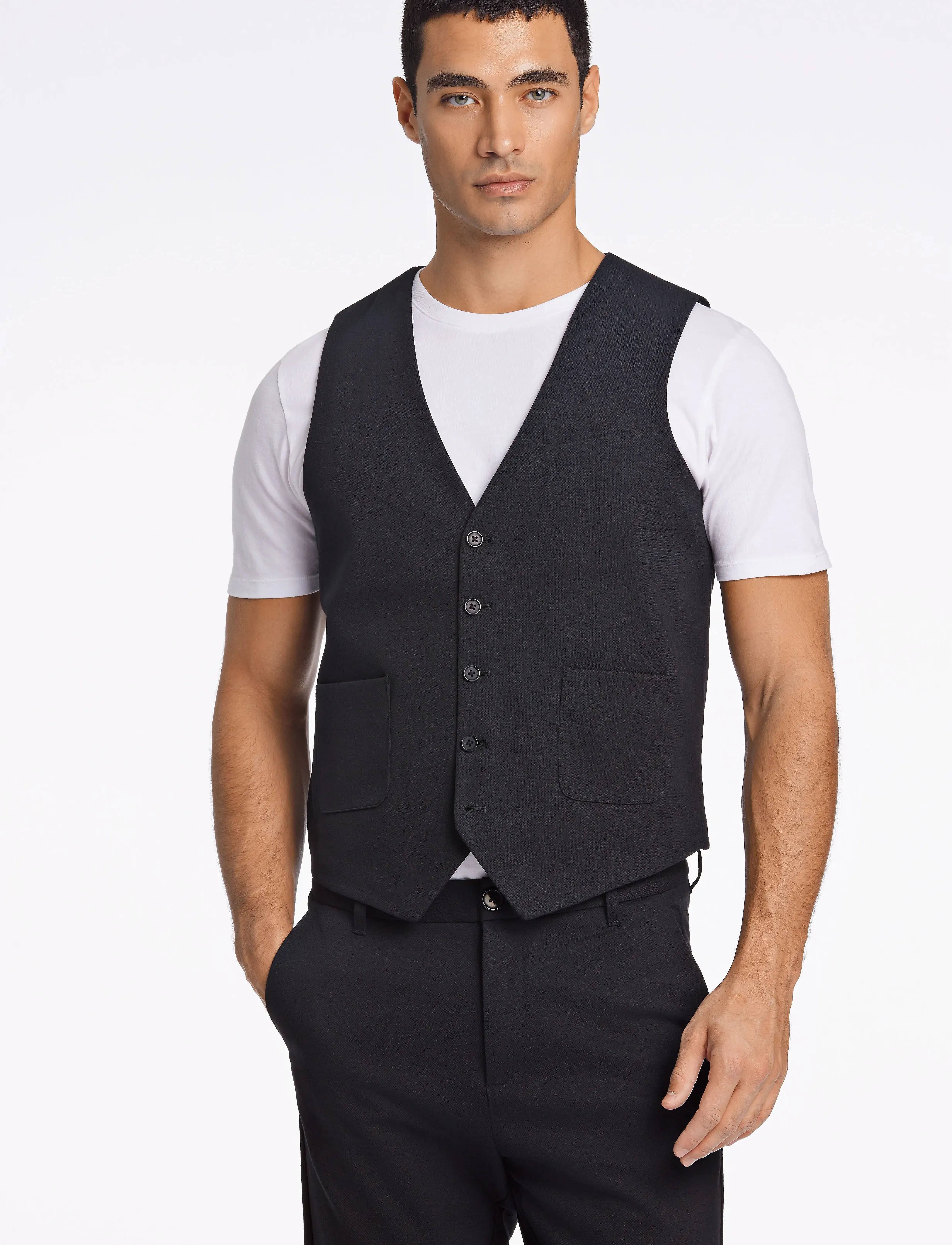 Lindbergh Superflex knitted waistcoat - Kollektioner - BLACK / black