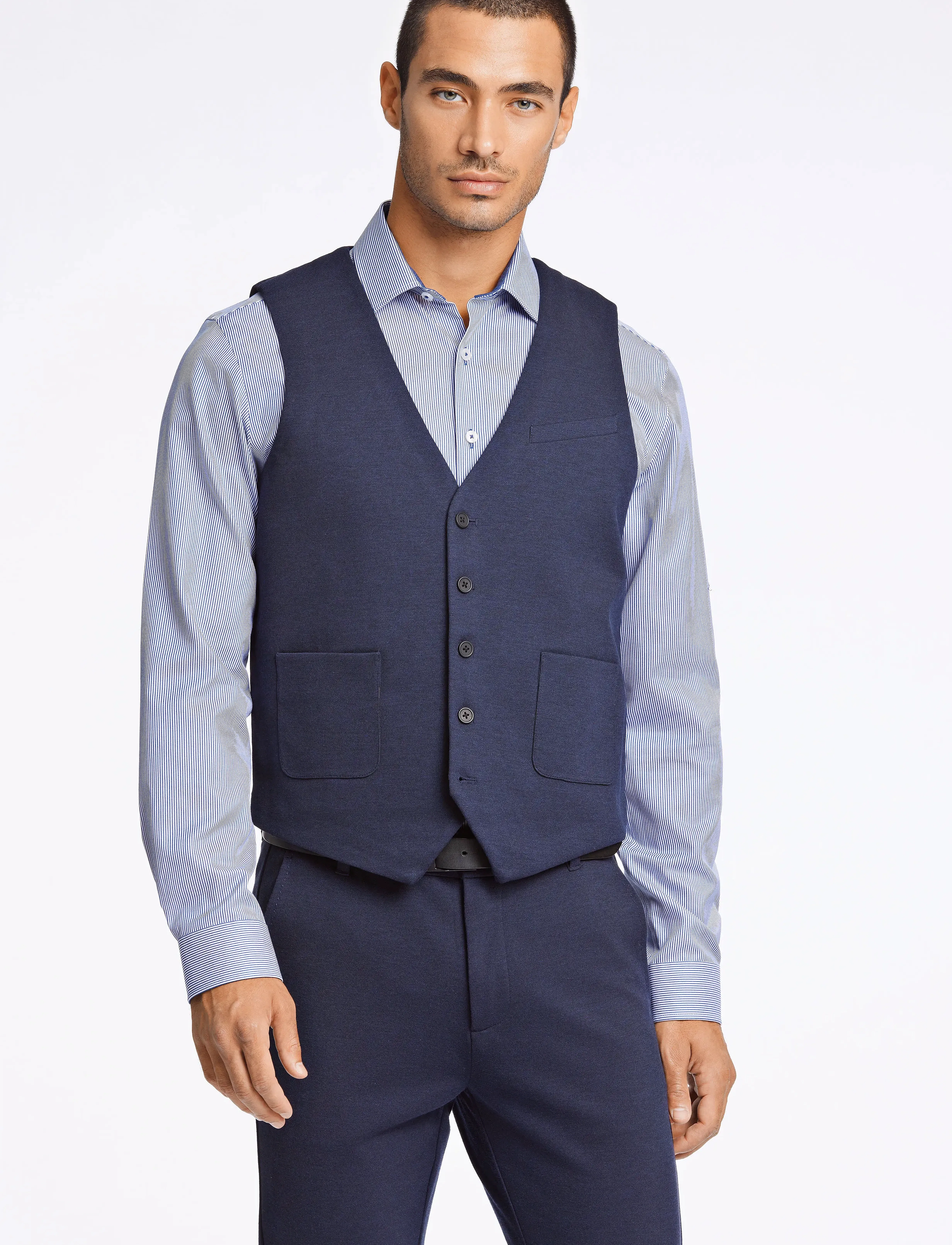 Lindbergh Superflex Knitted Waistcoat, S, Blue, Suits & Blazere > Waistcoats, Herre