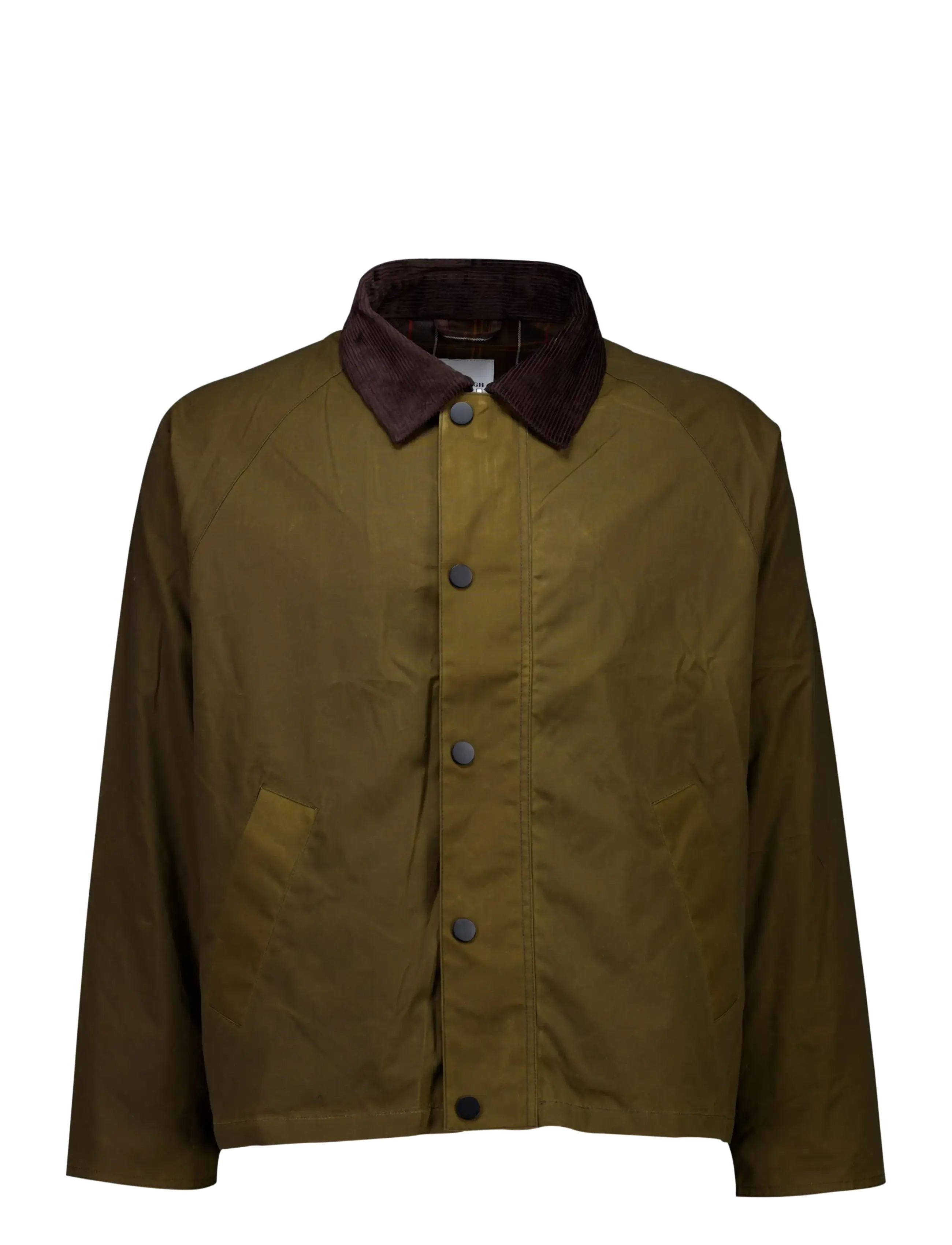 Lindbergh Waxed jacket with corduroy collar - Outerwear - DK KHAKI / khaki/green