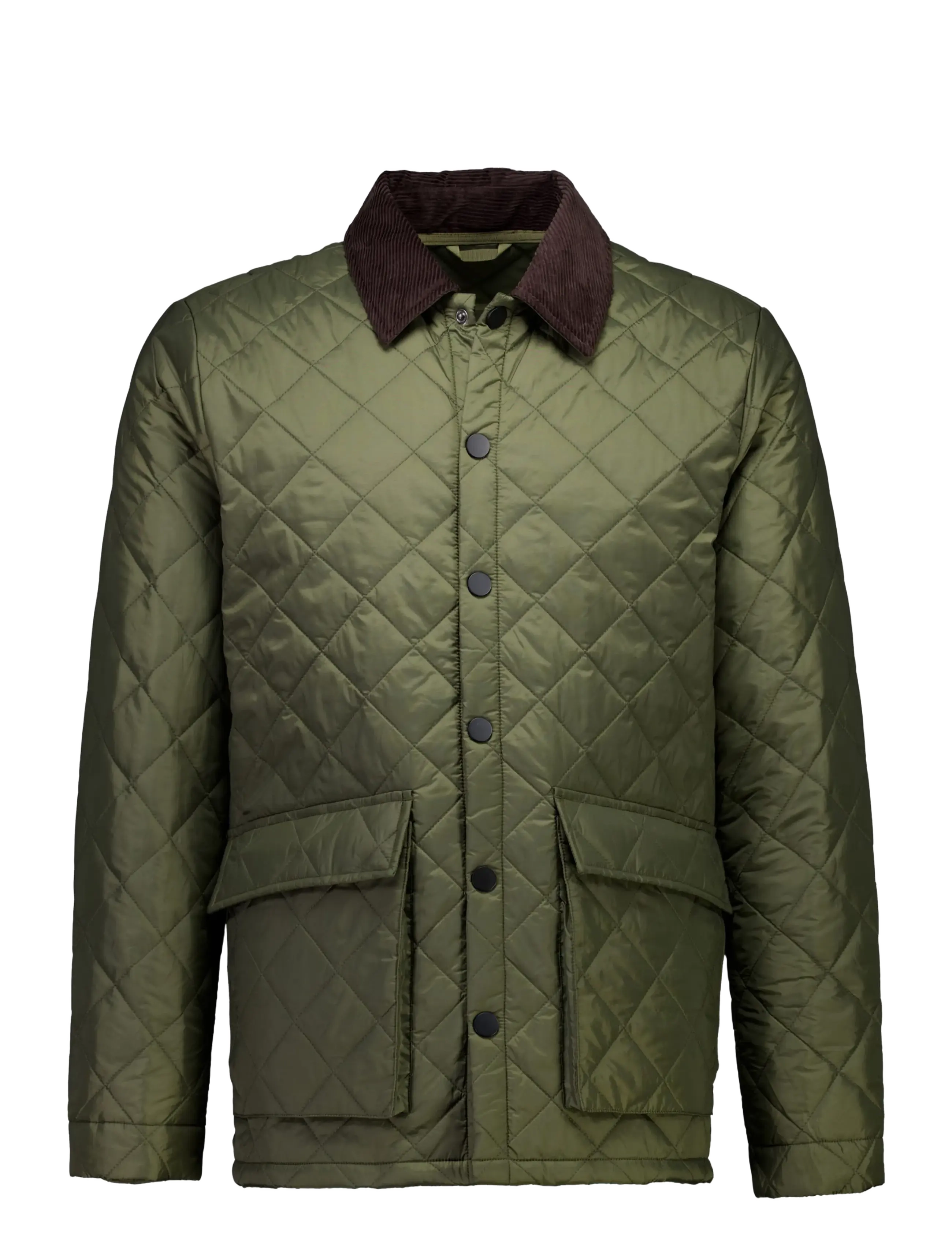 Lindbergh - Quilted jacket with corduroy collar - army - 1