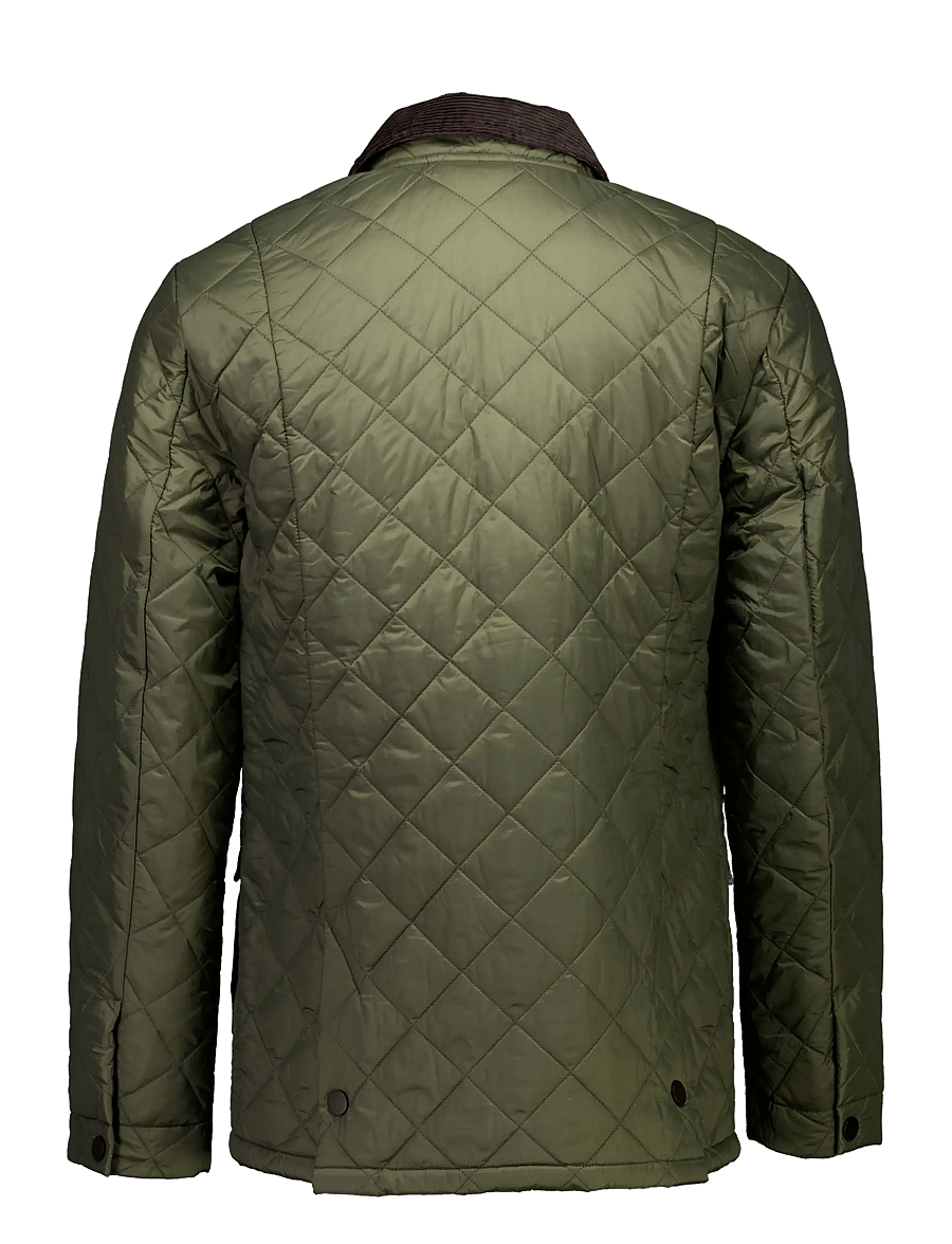 Lindbergh - Quilted jacket with corduroy collar - efterårsjakker - army - 2