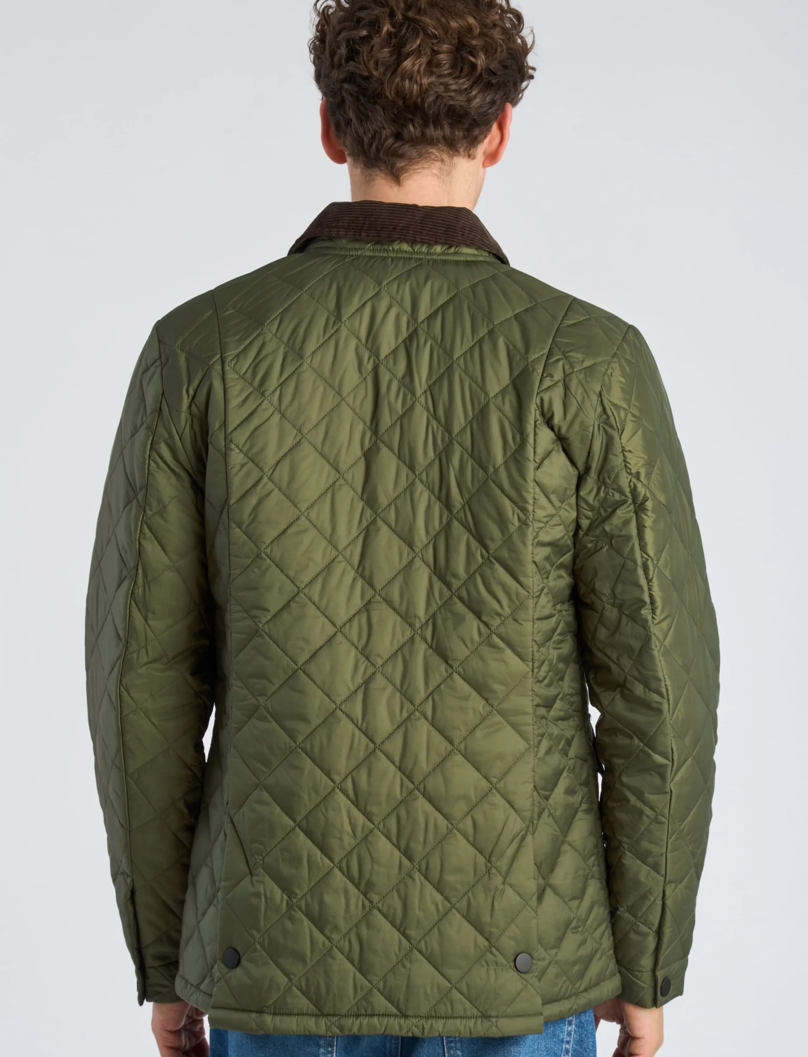 Lindbergh - Quilted jacket with corduroy collar - army - 4