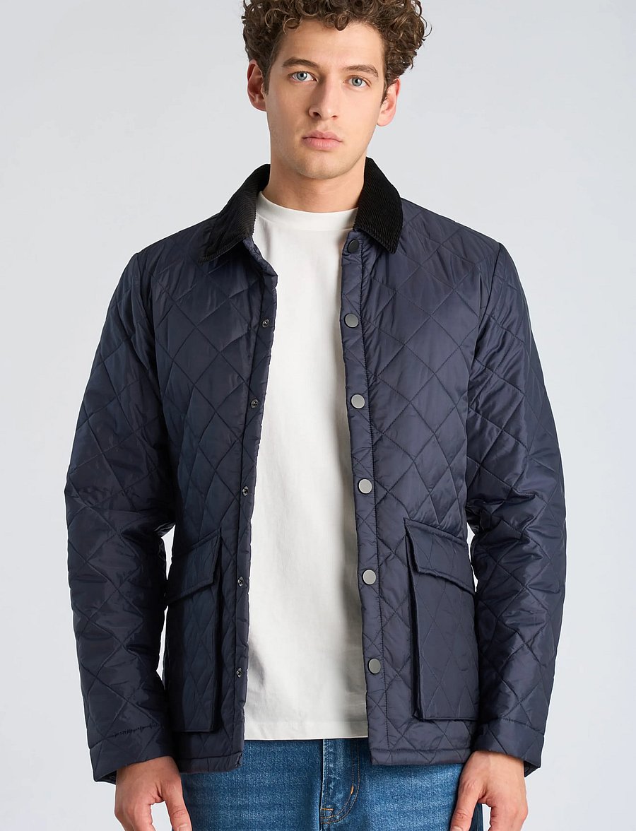Lindbergh - Quilted jacket with corduroy collar - sügisjoped - navy - 3