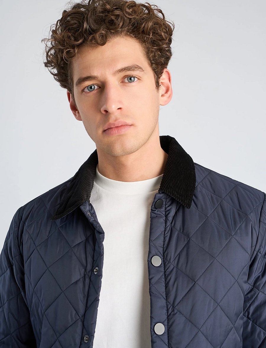 Lindbergh - Quilted jacket with corduroy collar - sügisjoped - navy - 5