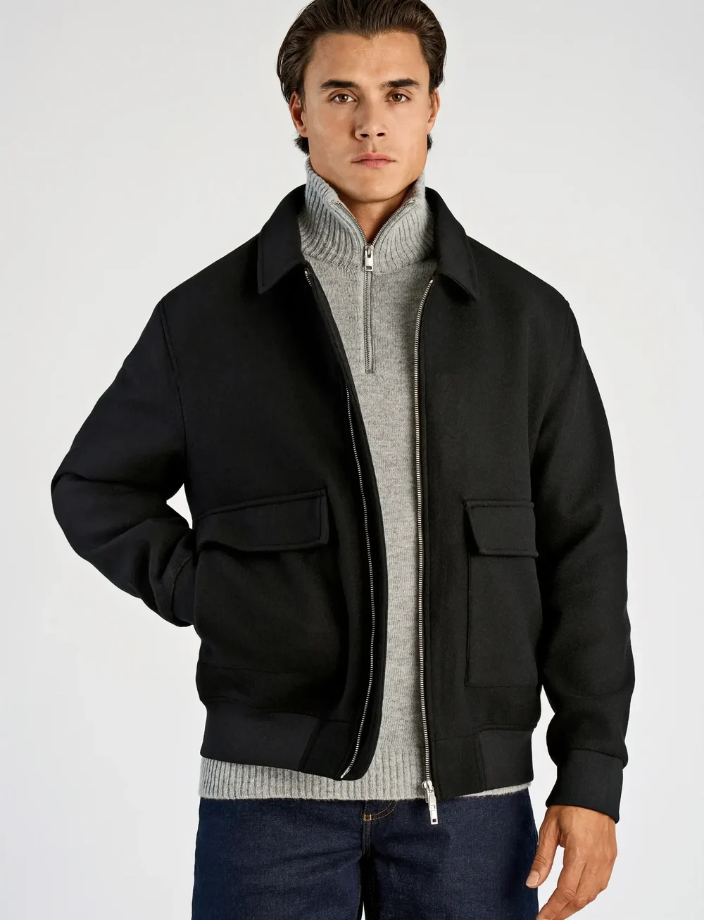 Lindbergh - Wool look zip-through jacketWool look zip-through jacket - herbstjacken - black - 0