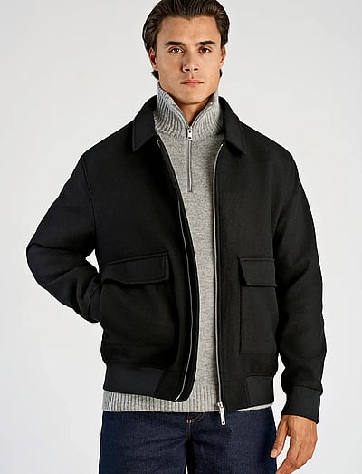 Wool Look Zip-Through Jacketwool Look Zip-Through Jacket - Vindjakker