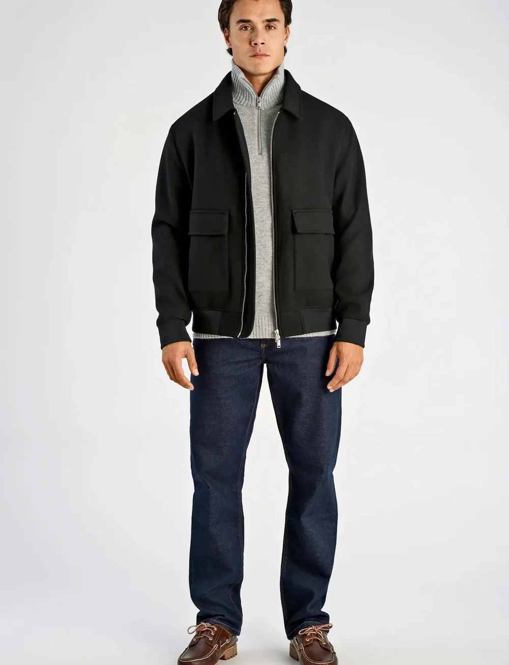 Lindbergh - Wool look zip-through jacketWool look zip-through jacket - herbstjacken - black - 4