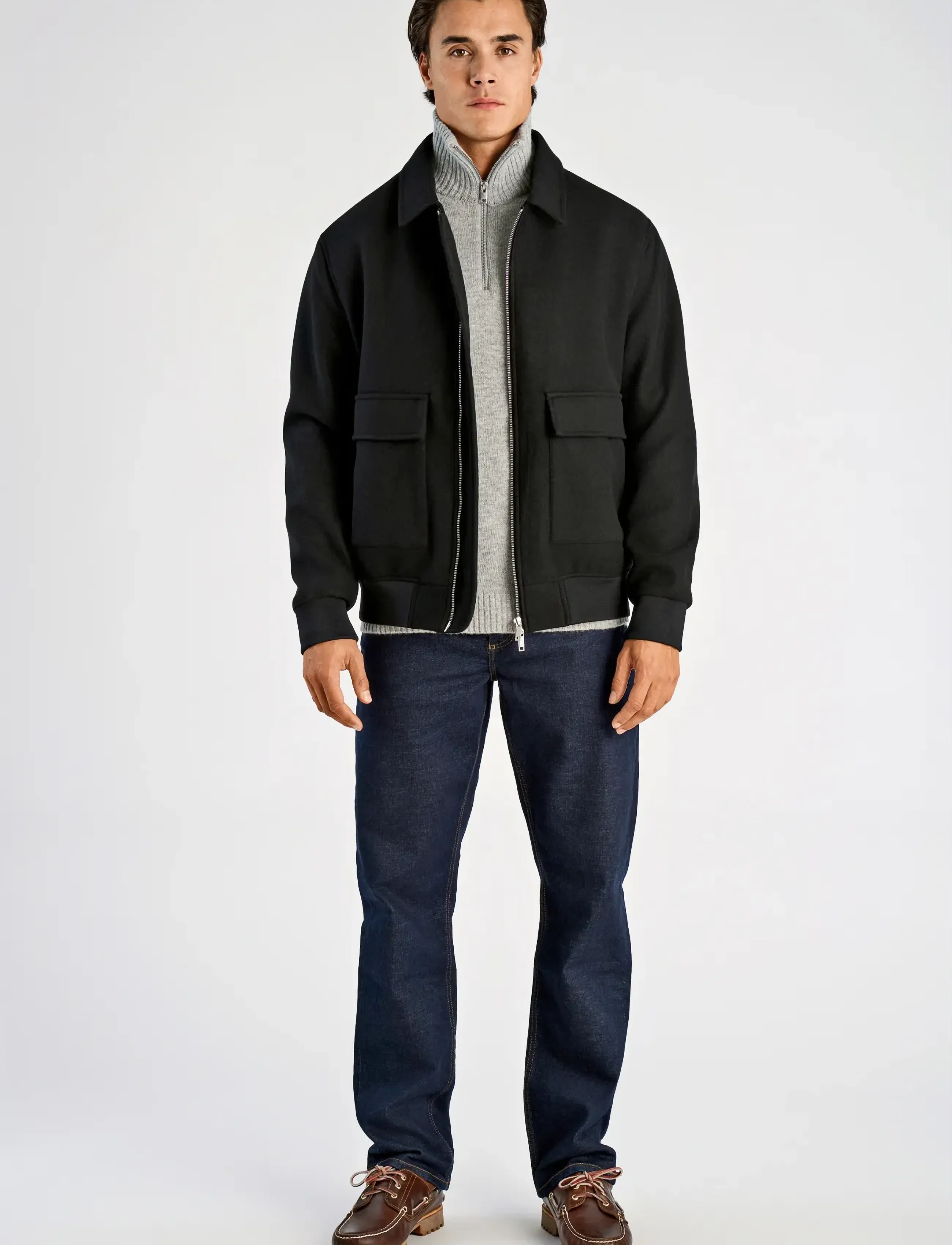 Lindbergh - Wool look zip-through jacketWool look zip-through jacket - forårsjakker - black - 4
