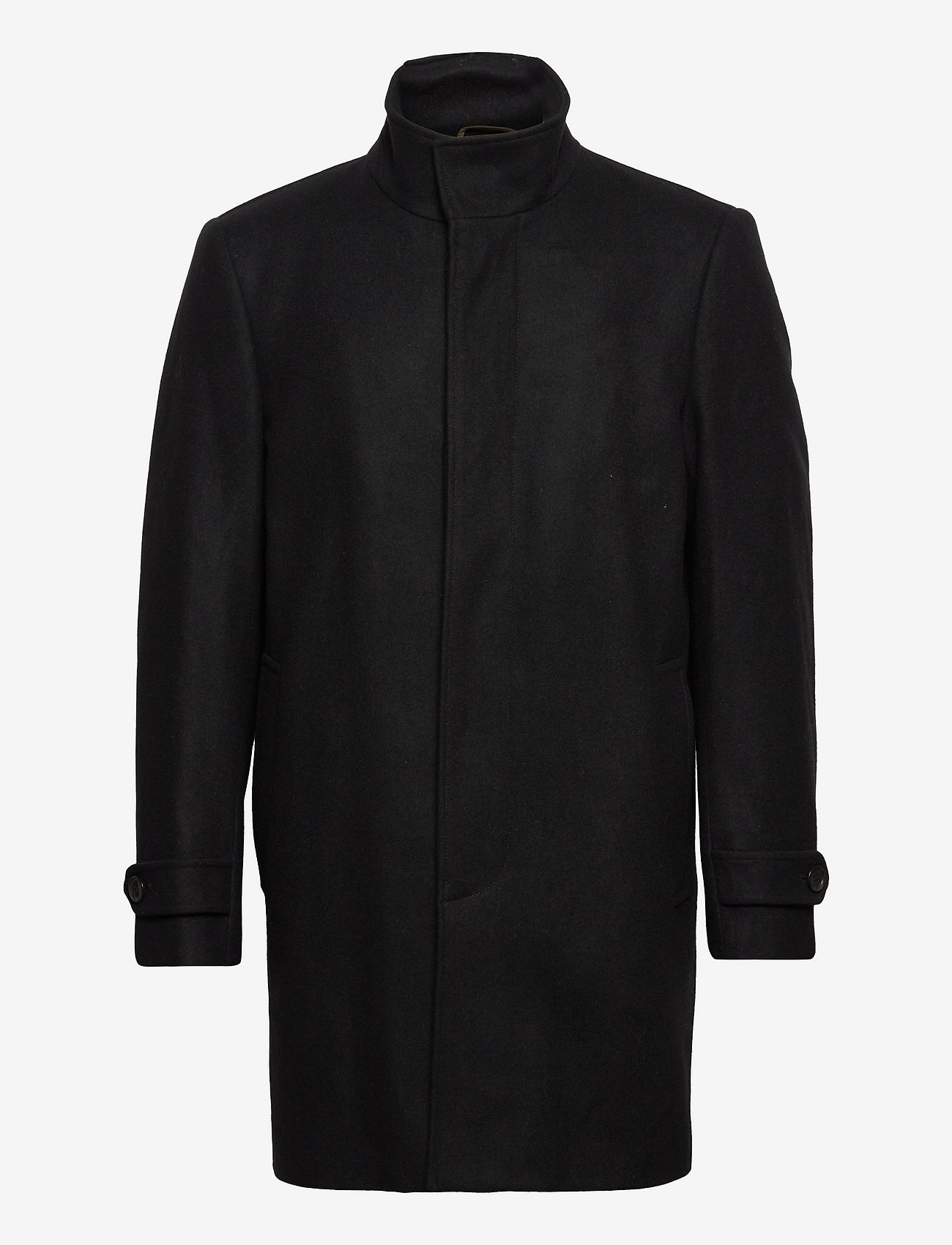 Lindbergh - Recycled wool funnel neck coat - winter jackets - black - 0