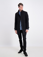 Lindbergh - Recycled wool funnel neck coat - winter jackets - black - 2