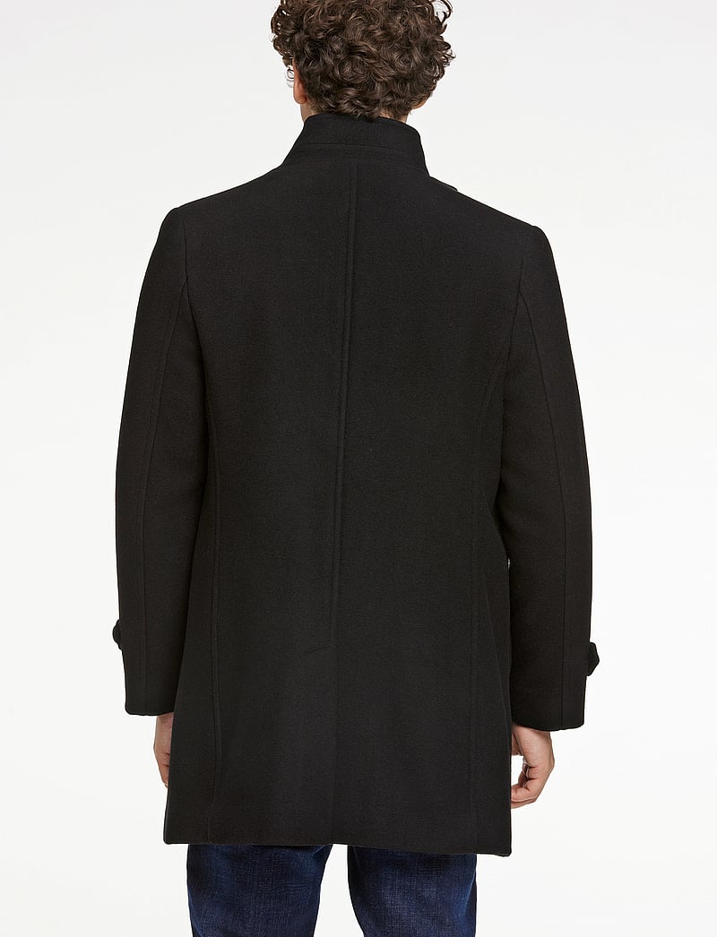 Lindbergh - Recycled wool funnel neck coat - villakangastakit - black - 3