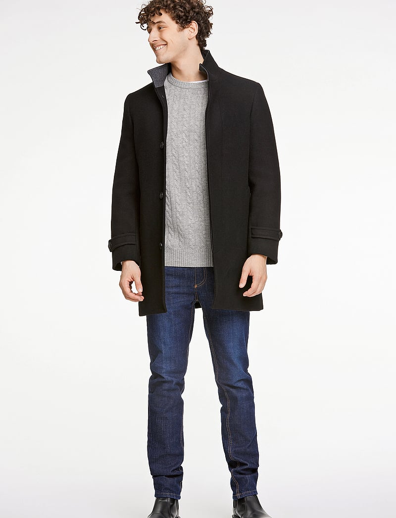 Lindbergh - Recycled wool funnel neck coat - villakangastakit - black - 4