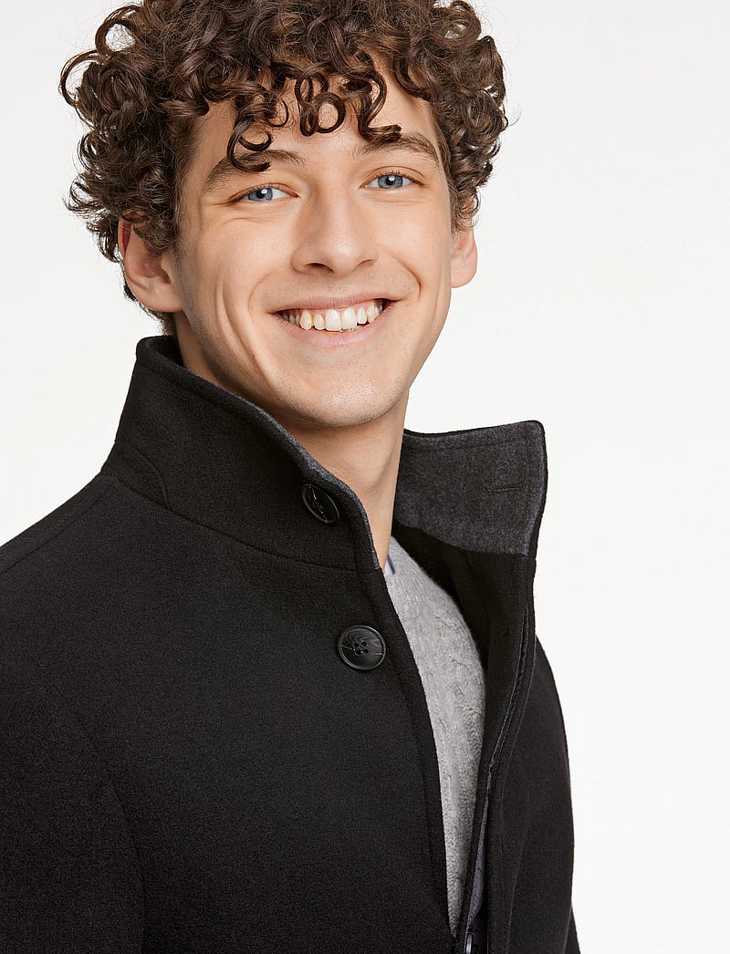 Lindbergh - Recycled wool funnel neck coat - villakangastakit - black - 5