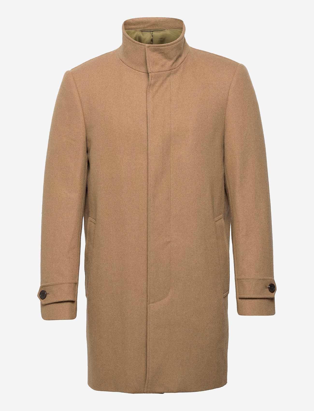Lindbergh - Recycled wool funnel neck coat - talvejoped - camel - 0