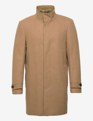 Lindbergh - Recycled wool funnel neck coat - winter jackets - camel - 0