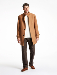 Lindbergh - Recycled wool funnel neck coat - winter jackets - camel - 2
