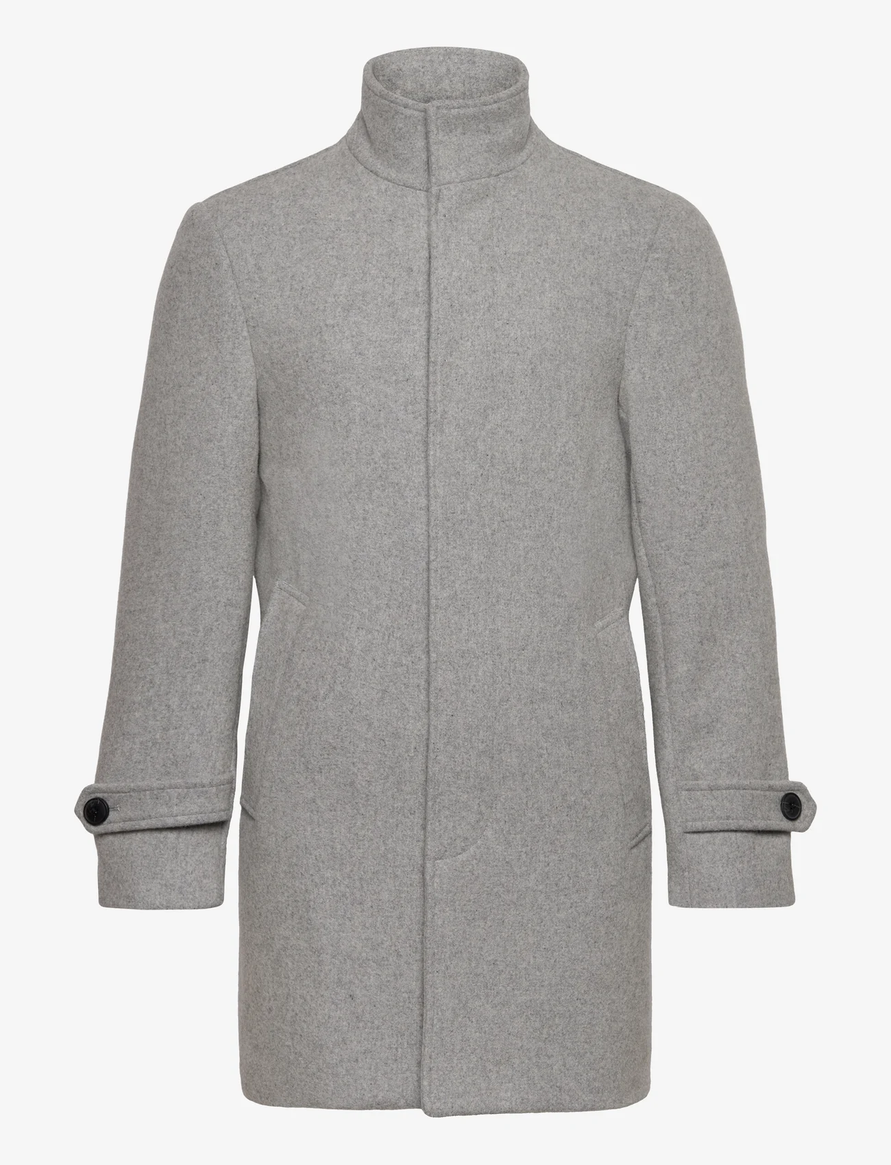 Lindbergh - Recycled wool funnel neck coat - talvitakit - lt grey mel - 0