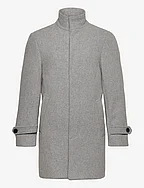 Recycled wool funnel neck coat - LT GREY MEL