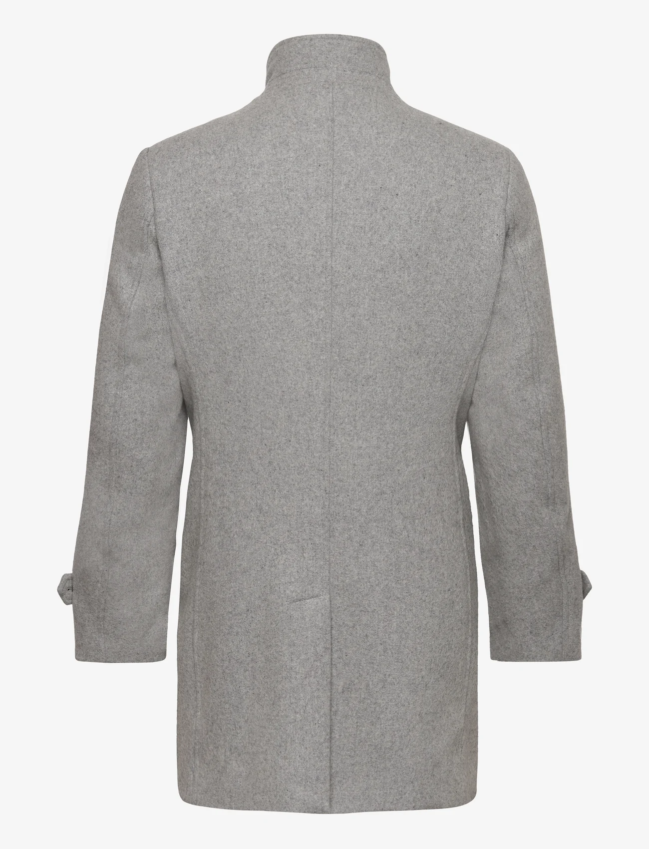 Lindbergh - Recycled wool funnel neck coat - talvejoped - lt grey mel - 1