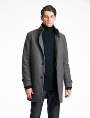 Lindbergh - Recycled wool funnel neck coat - vinterjackor - lt grey mel - 4