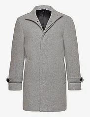 Lindbergh - Recycled wool funnel neck coat - winter jackets - lt grey mel - 2