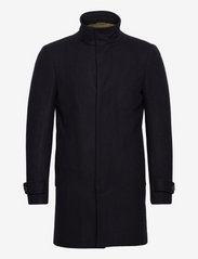 Lindbergh - Recycled wool funnel neck coat - winter jackets - navy - 0