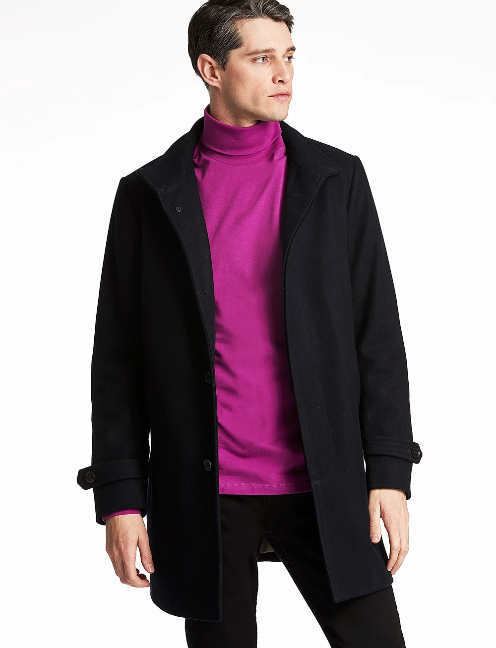 Lindbergh - Recycled wool funnel neck coat - vinterjackor - navy - 0