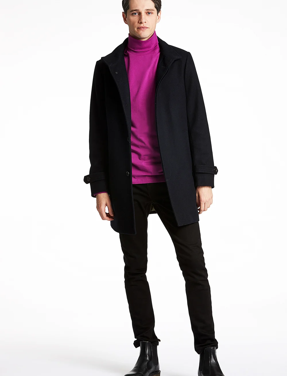 Lindbergh - Recycled wool funnel neck coat - vinterjackor - navy - 4