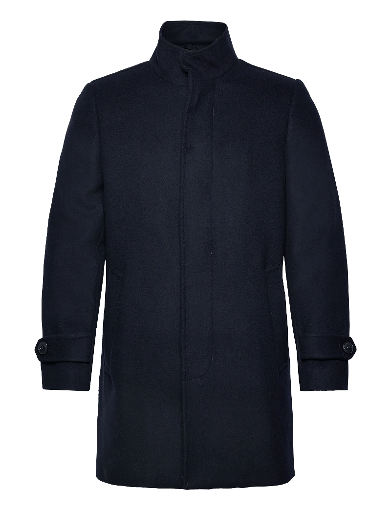 Lindbergh - Recycled wool funnel neck coat - wollmäntel - navy - 0